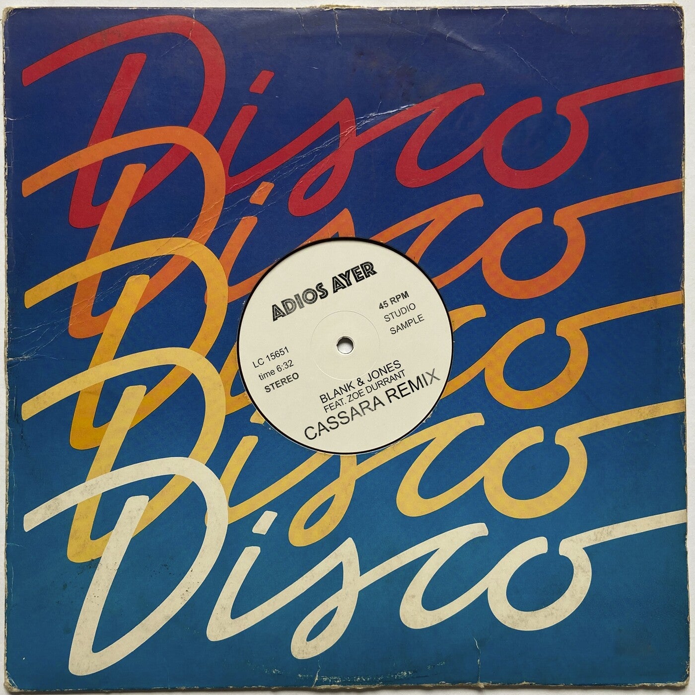 Cover - Blank & Jones, Zoe Durrant - Adios Ayer feat. Zoe Durrant (Cassara Extended Remix)