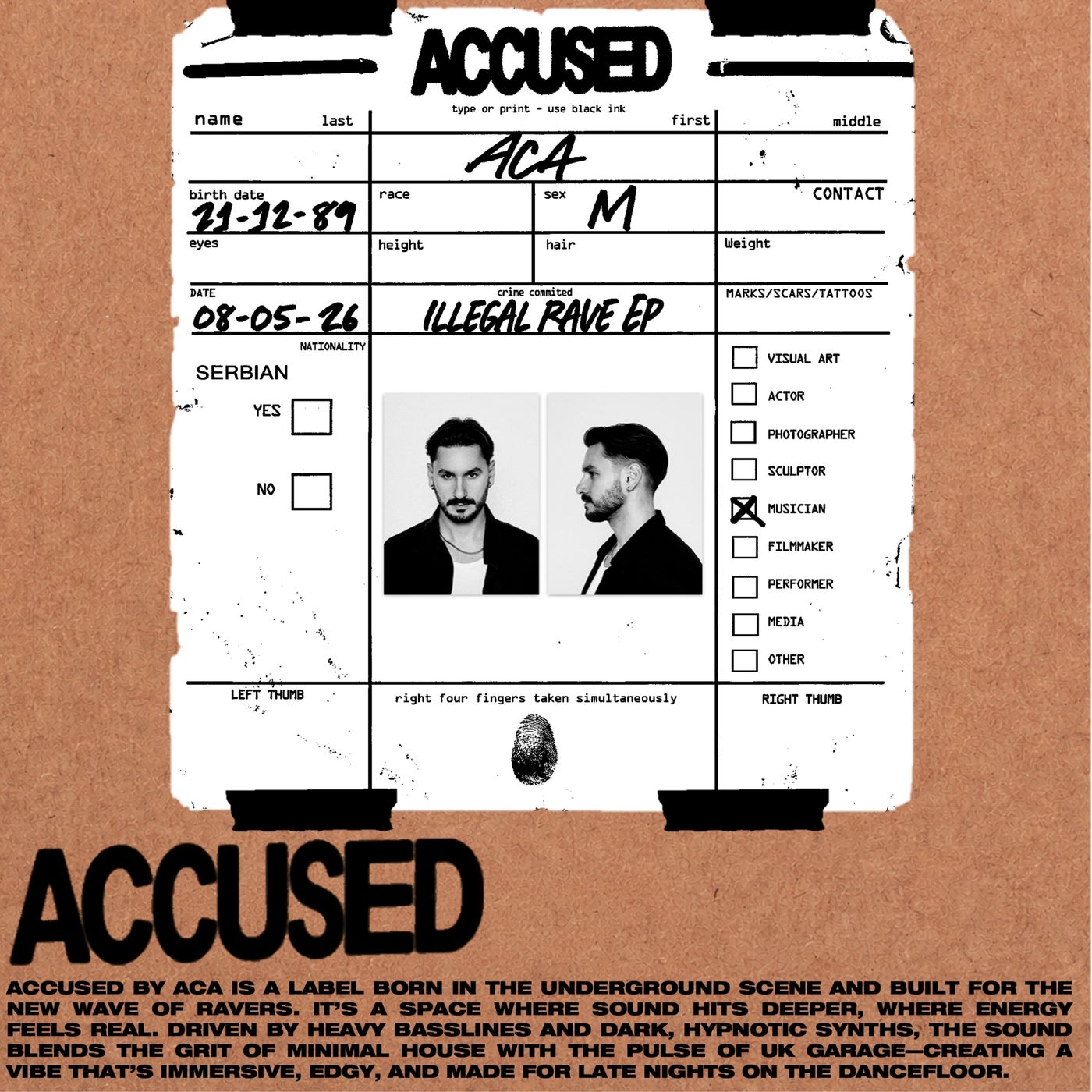Cover - ACA (YU) - Illegal Rave (Original Mix) Promo tools